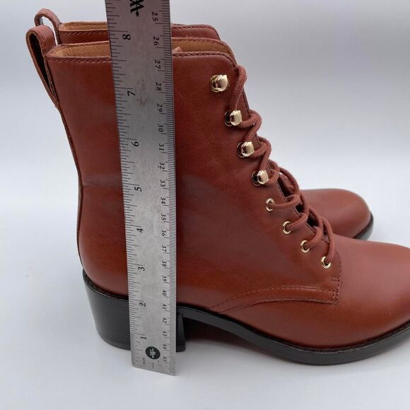 Madewell Women's Patti Brown Leather Boots Lace Up Ankle sz 7 Poetcore Cinnamon - Picture 5 of 8